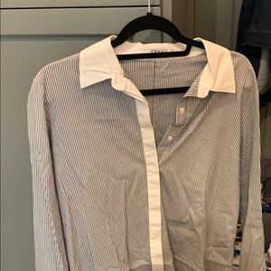 Frame pinstriped button down shirt